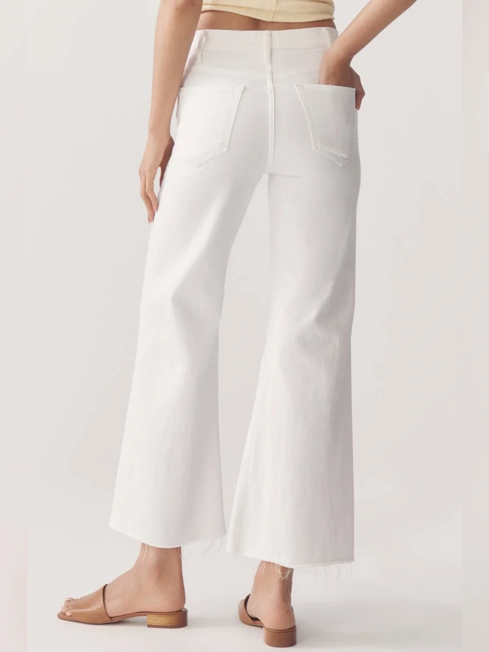 MOTHER The Hustler Roller High-Rise Ankle Jeans in Fairest Of Them All White NWT